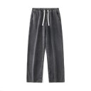 Herrens lösa jeans i enfärgad, med fickor, snörning, bomull och polyester 2