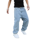Herrens lösa blå jeans med fickor, denim, modern passform, bekväma för varje dag 2
