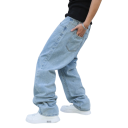 Herrens lösa blå jeans med fickor, denim, modern passform, bekväma för varje dag 5
