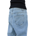 Herrens lösa blå jeans med fickor, denim, modern passform, bekväma för varje dag 6