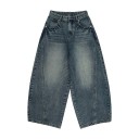 Herrens lösa blå jeans med fickor, denim, bekväm passform för vardagsbruk 7