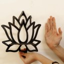 Svart trä hörn hylla Modern design Lotus Formad trädekoration för interiörer Skandinavisk stil för väggen 4