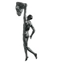 Resinskulptur 7 x 18 cm Man hängande på en klippa Dekorativ figur för inredning eller samlarfigur 1