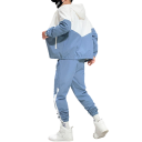 Costum bărbați cu pantaloni de trening cu șnur, jachetă cu glugă cu fermoar și buzunare, poliester 2