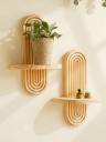 Trä vägghylla Boho stil med förvaringsutrymme, elegant design 1