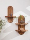 Trä vägghylla Boho stil med förvaringsutrymme, elegant design 2