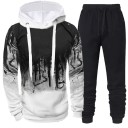 Herrset med byxor, hoodie, enkel tryck, polyester 4