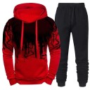Herrset med byxor, hoodie, enkel tryck, polyester 5