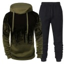 Herrset med byxor, hoodie, enkel tryck, polyester 7