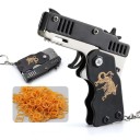 Nyckelring pistol för gummiband 9 x 11,5 x 1 cm Fällbar mini avfyrningsnyckelring Leksak med gummikulor Dekorativ nyckelring 1
