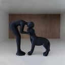 Figurine en plastique abstraite avec motif d'homme et de chien 9 x 10,6 cm Art moderne pour décoration intérieure 3