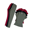 Damsportset T-shirt med kort ärm Leggings Enfärgad Nylon Spandex Fitness yoga träning 11