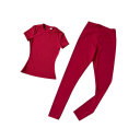 Damsportset T-shirt med kort ärm Leggings Enfärgad Nylon Spandex Fitness yoga träning 15