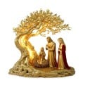 Figurine décorative de la sainte famille sous un arbre Décoration intérieure en plastique motif religieux pour table étagère ou commode 4