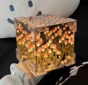 Dekorative Lichtwürfel mit LED-Tulpen 9 x 9 x 9 cm Moderne Wohnraumdekoration für Tisch, Regal oder Kommode 2