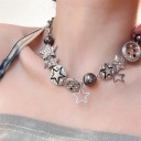 Choker din oțel chirurgical Colier ajustabil Combinație de stele și corali stil punk retro Bijuterie pentru femei 2