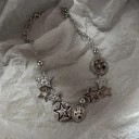 Choker din oțel chirurgical Colier ajustabil Combinație de stele și corali stil punk retro Bijuterie pentru femei 3
