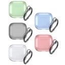 Průhledné silikonové pouzdro pro AirPods 4 s karabinou Ochranný kryt proti pádu pro AirPods 4. generace 8