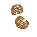 Damring Justerbar storlek Femradig lager ring med texturerade linjer Repdesign med strass rund och rektangulär slipning 2