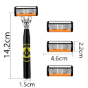Rakhyvel 14,2 x 4,6 cm Huvud med sex blad 6 utbytbara huvud Manuellt rakhyvel för män och kvinnor 2