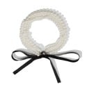 Colier din perle cu mai multe straturi de 36 cm cu fundiță neagră, închidere elegantă 1