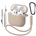 Komplett silikonfodral för Apple AirPods 4 med karbinhake, rengöringspenna och handledsrem, skyddsskal och tillbehör 11