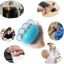 Accessoire de massage en silicone pour les mains, 3 ouvertures, rouleau de massage, outil anti-stress, 12 cm, pointes de 2,5 cm, bleu 1
