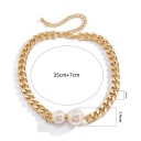 Colier choker pentru femei 35 cm + 7 cm lungime ajustabilă cu două perle mari 3