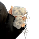 Vacker silverfärgad skyddande fodral för AirPods Pro med rosett och hänge Mjuk transparent skyddande fodral för hörlurar med design för vardagligt bruk 3