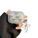 Vacker silverfärgad skyddande fodral för AirPods Pro med rosett och hänge Mjuk transparent skyddande fodral för hörlurar med design för vardagligt bruk 5