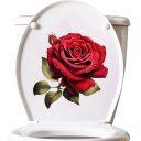 Pegatina floral con motivo de rosas para el baño 15 cm decoración de PVC resistente al agua para WC y baño con diseño romántico 2