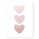 Affiche décorative trois cœurs roses empilés 21 x 30 cm Toile en polyester Impression douce Sans cadre Image pour la chambre d'enfant 1