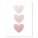 Stort affisch tre rosa hjärtan vertikalt motiv 50 x 70 cm Polyesterduk Mjuk tryck Utan ram Dekoration för barnrum 1