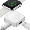 Přenosná bezdrátová nabíječka pro Apple Watch s 8pin + Typ C, duální rozhraní, rychlonabíjení pro Series 1-9, SE, Ultra, 5V 1A 2