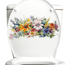 Pegatina de flores para inodoro 30 x 15 cm decoración de PVC para tapa de WC pegatina para baño resistente al agua fácil de aplicar 2