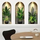 Calcomanías de pared 25 x 60 cm 3 unidades PVC efecto 3D calcomanías decorativas con plantas autoadhesivas decoración de pared 2