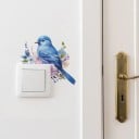 Dekorativní nálepka na vypínač 14 x 12,5 cm Ptáček a květiny PVC samolepka na zeď Ozdoba interiéru dětský pokoj 2