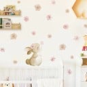 Autocolant de perete 30 x 92 cm Vinyl Boho iepuraș desenat și floricele Decorațiune pentru perete în camera copiilor 2