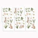 6 hojas Stickers 14,8 x 21 cm PVC Lindos conejos y flores Stickers decorativos para agendas cuadernos habitación infantil 1