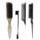 Sats med frisörverktyg för hår 4 st Hårborste för hästsvans leopardmönster Kam med spets Hårborste för kanter och släta styling set 3