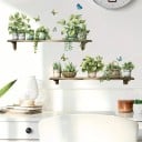 Calcomanías de pared 60x40cm PVC Macetas y mariposas Calcomanía decorativa de pared con motivo floral para el hogar 2