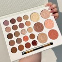 Ögonskuggspalett och highlighter 26 färger Matta och skimrande nyanser Nude bruna långvarig makeup med borste 4