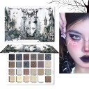 Ögonskuggspalett 24 färger Matta och glittriga mörka nyanser Punk stil Rökig sminkning Halloween långvarig effekt 2
