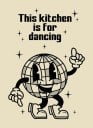 Affiche rétro murale 20 x 30 cm Boule disco This Kitchen Is For Dancing Décoration de cuisine Image vintage sur toile sans cadre 1
