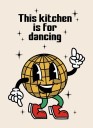 Stort retro plakat 50 x 70 cm Dansande disco kula This Kitchen Is For Dancing Kökdekorationsbild på duk utan ram 4