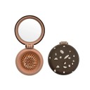 Mini hopfällbar kam med spegel Terrazzo motiv Rund rese massageborste med luftkudde och runda tänder 2