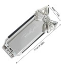 Mini hopfällbar reseborste med spegel 11 x 4 cm Silverfärgad fickborste med rosett Luftkudde masserande tänder 4