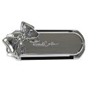 Mini hopfällbar reseborste med spegel 11 x 4 cm Silverfärgad fickborste med rosett Luftkudde masserande tänder 9