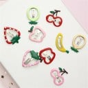 Ensemble de 8 pièces de pinces à cheveux pour enfants avec motif de fruits Fraise pomme banane poire Jolis accessoires pour filles 5