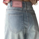 Damjeans blå Bomull Spandex Polyester Fickor Klassisk passform Elastiska bekväma byxor för vardagsbruk 5